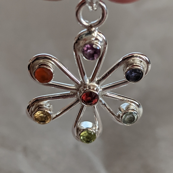 Flower Pendent, Natural Chakra healing, 925 Silver - Picture 5 of 8
